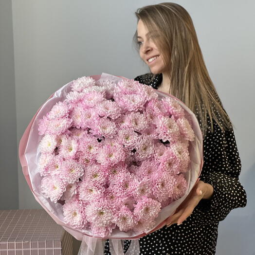 Пышный букет розовая хризантема💗