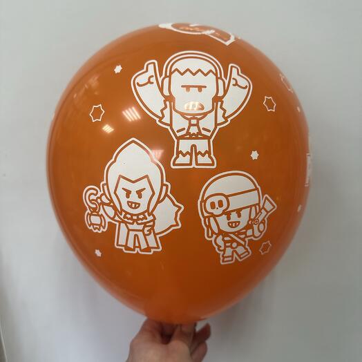 Шар латексный с игровым рисунком оранжевый