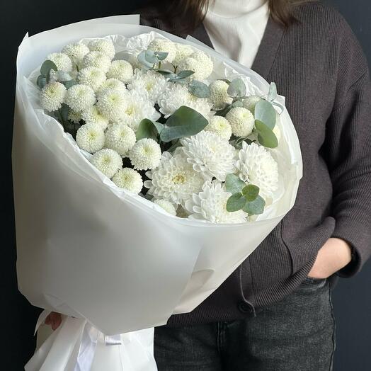 Монобукет из Хризантем кустовых "Тишина"