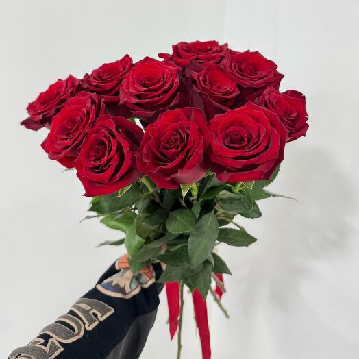 Букет классика «из 11 стойких красных роз 80см🌹»