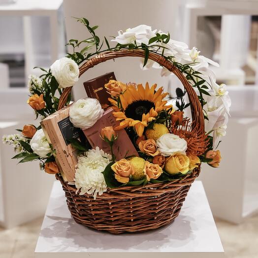 Flower Basket with Chocolates