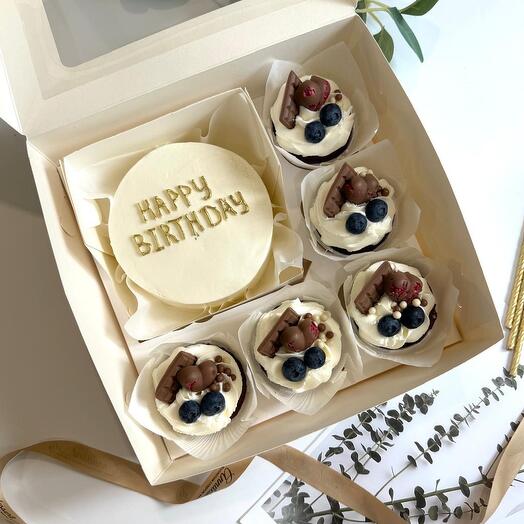 Набор бенто торт и капкейки «Happy birthday»