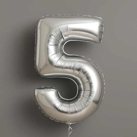 🎈 Фольгированная цифра 5 на грузике