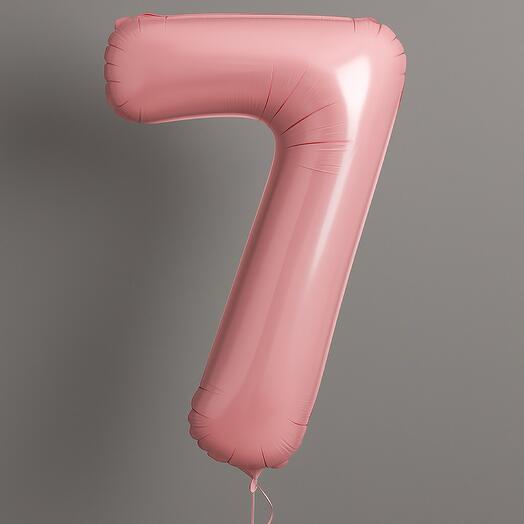 🎈 Фольгированная цифра 7 — в нежно-розовом цвете 🎈