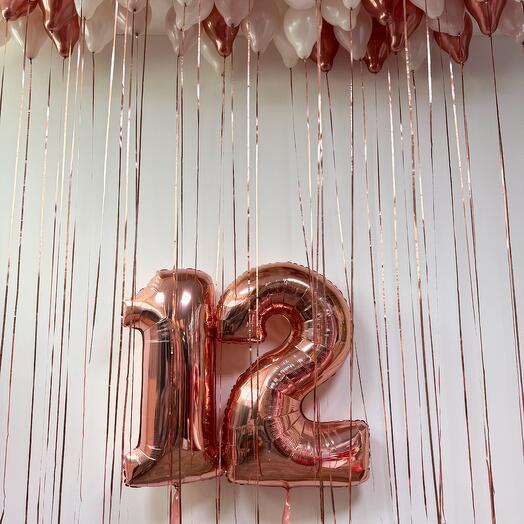 Набор шаров с цифрами 12 для девочки в розовом цвете в Новороссийске 621