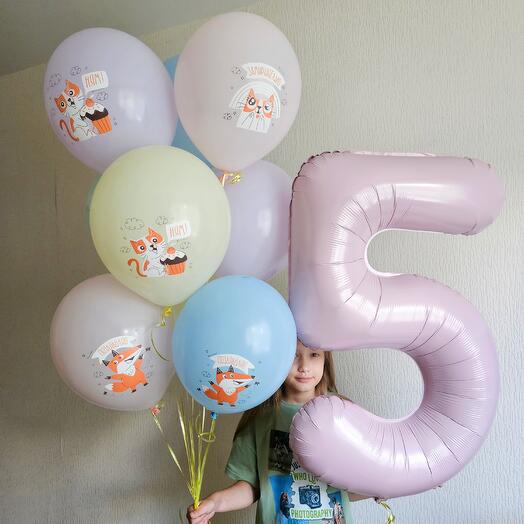 Набор шаров с кошками, котятами, лисята для девочки, дочки на 5 лет