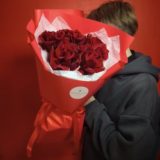 Букет красных французских роз 🌹