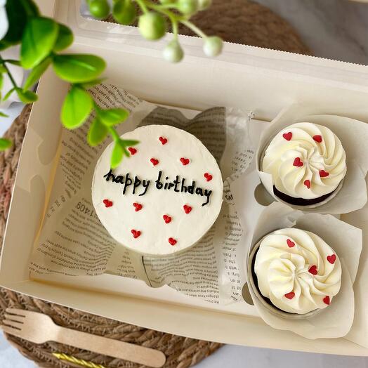 Набор бенто-торт и капкейки на день рождения happy birthday для парня, мужа,для любимого, для девушки, для любимой