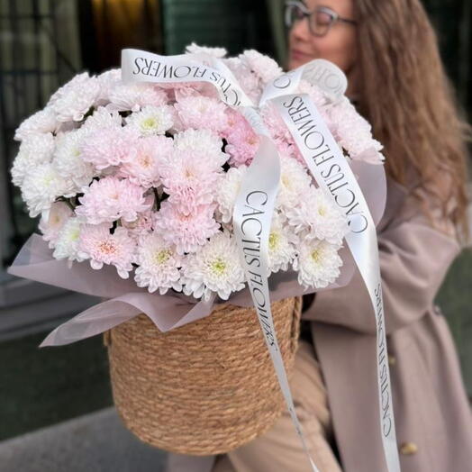 WOW корзина со стойкой хризантемой