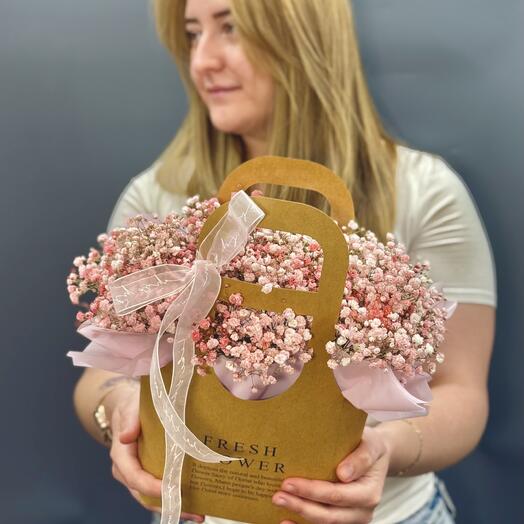 🌸Сумочка с розовой гипсофилой💕
