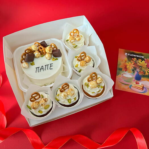 Бенто торт и ассорти капкейков подарок на День отца