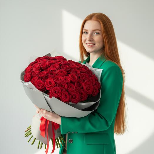 Букет из 71 красной розы