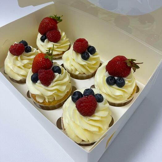 Капкейки микс ягод, 6 штук