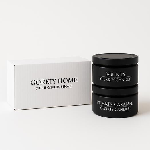 Набор ароматических черных свечей 2шт 50мл "BOUNTY" и "PUMKIM CARAMEL"
