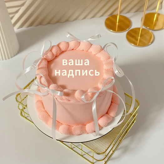 Мини торт «Ламбед розовый» с бантиками