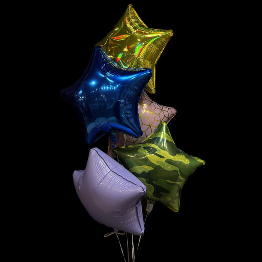 Шары фольгированные звезды 5 шт