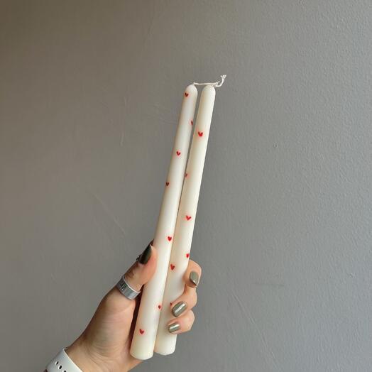 Набор свечи с сердечками