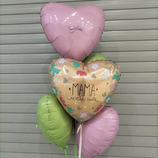 Набор из фольгированных шаров сердец для Мамы