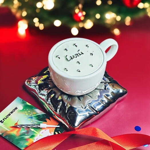 Торт в кружке чайная пара подарок на новый год и Рождество