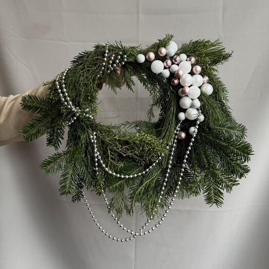 Новогодний венок «белый снег»