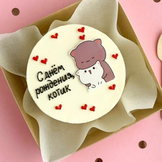 Бенто торт милый "С днём рождения, котик" - подарок на день рождения любимому