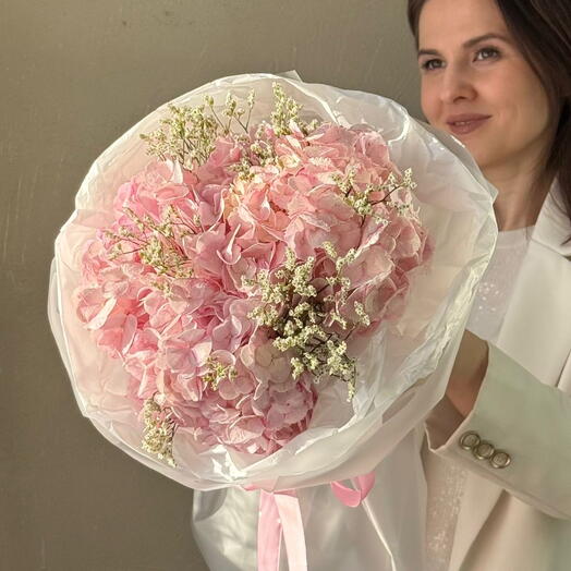 🌸Нежный букет из гортензии и лимониума М126