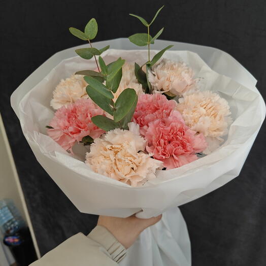 Нежный букет розовый диантус и эвкалипт 🌸