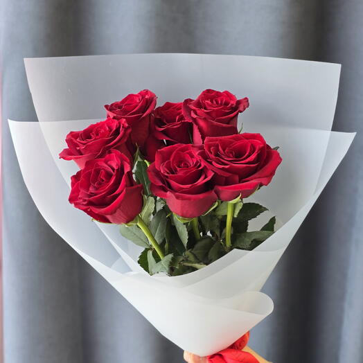 Бордовые розы, 7 шт