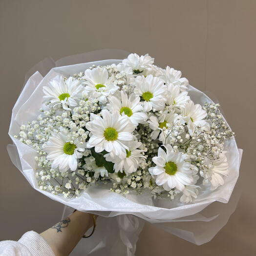 Хризантема с гипсофилой 🌼