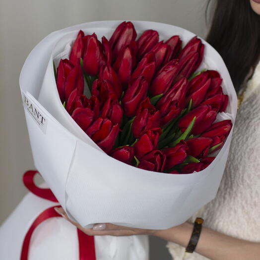 35 тюльпанов красных