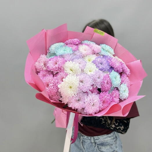 Букет из 15 кустовых хризантем Яркая любовь
