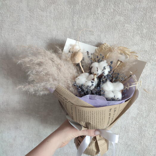 Букет из сухоцветов "фиолетовый хлопок "💜