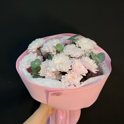 Букет из кустовой хризантемы розовый