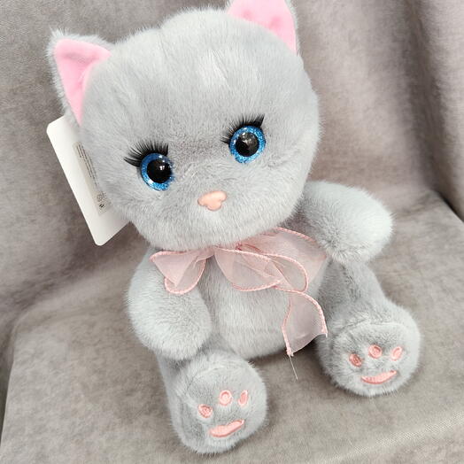 Игрушка мягкая Кот серый 24см