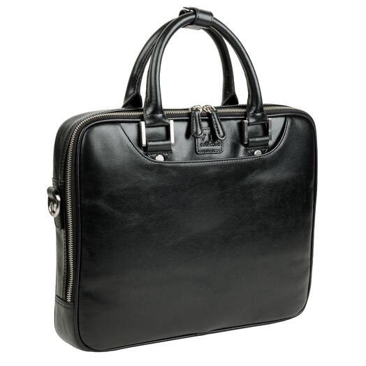 Сумка-портфель для ноутбука и документов нат.кожа 13,3"-14,6" VIP COLLECTION арт.005-LH-BLACK