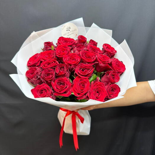 Красные розы 25 шт 50 см