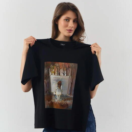 Футболка с картиной на шелке Сказка