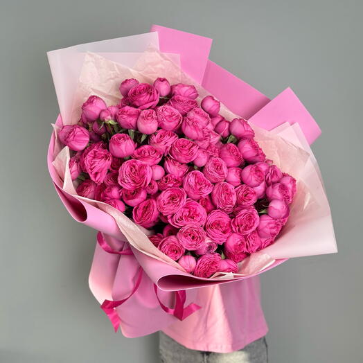 25 пионовидных кустовых роз💖