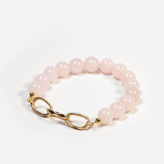 Браслет Ши Розовый кварц 14K 17 см (BRA1182)