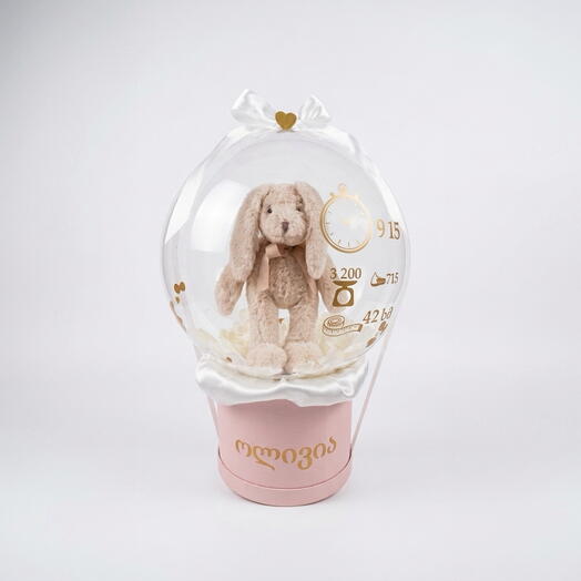 Personalized "Bunny in an Aerostat" Baby Gift Set