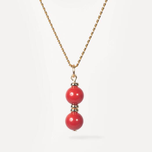 Подвеска, кулон Мирт Красный коралл 14K (PEN1012)