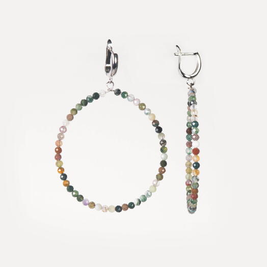 Серьги Ирис Индийский агат Rh+ (EAR1155)