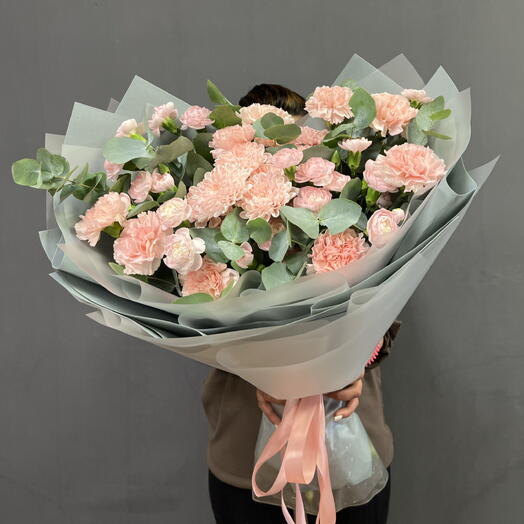 Розовый восторг 💝☺️💕Букет из Хризантем с Диантусами 🌸