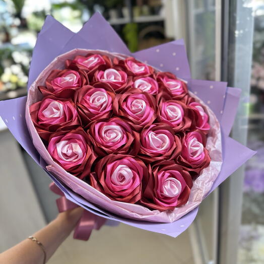 Букет из атласных ленточек 💜
