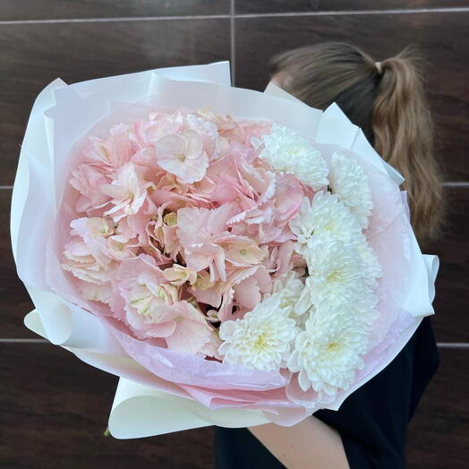 💖Буууум. Букет с гортензией и хризантемой