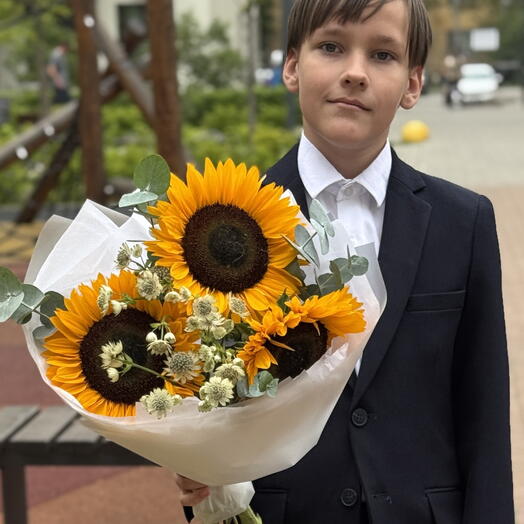 букет с подсолнухами S