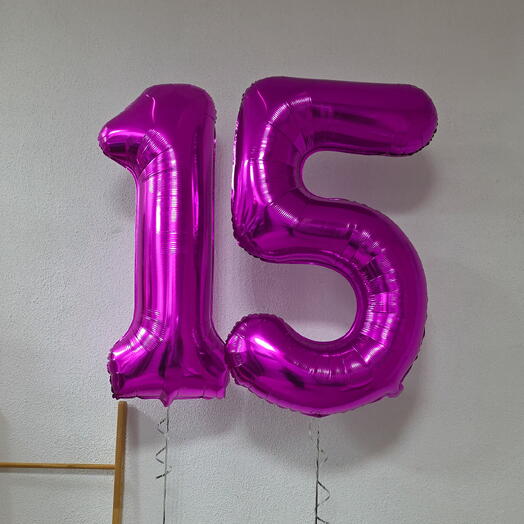 Шары две цифры фуксия 15