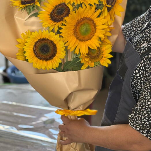 Букет Sun sky! 🌻🦋🍀 из 9 солнечных подсолнухов
