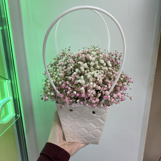 Сумочка с розовой и белой гипсофилой