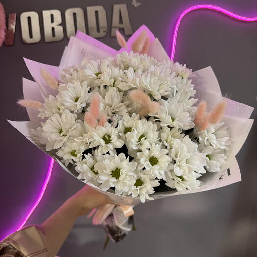 Букет с ромашками и лагурусом💕